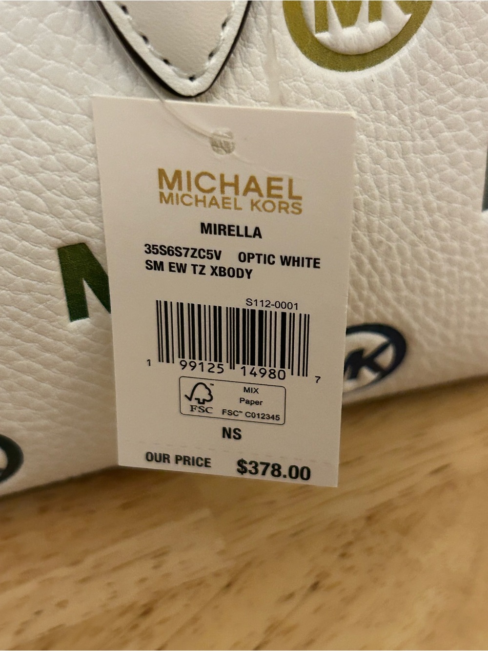 Michael Kors White Leather Satchel with Multicolor MK Accents - Picture 13 of 15
